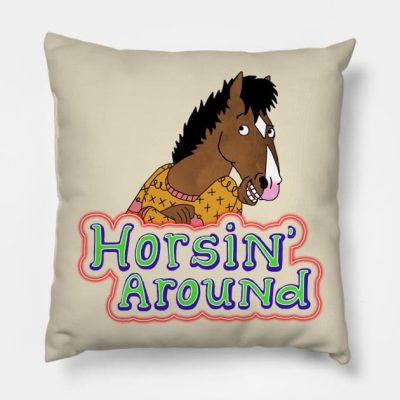 Horsin Around Throw Pillow Official Bojack Horseman Merch