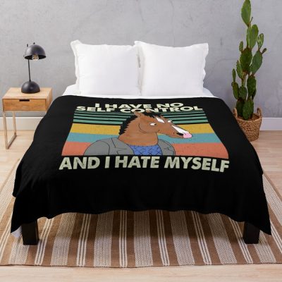 Horseman I Have No Self Control And I Hate Myself Horseman Cartoon Tv Show Throw Blanket Official Bojack Horseman Merch