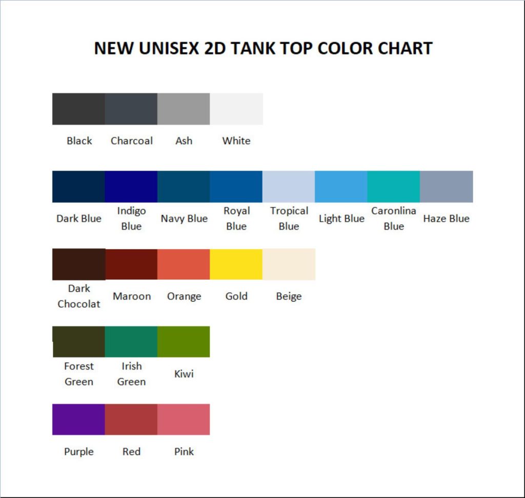 tank top color chart - Bojack Horseman Shop